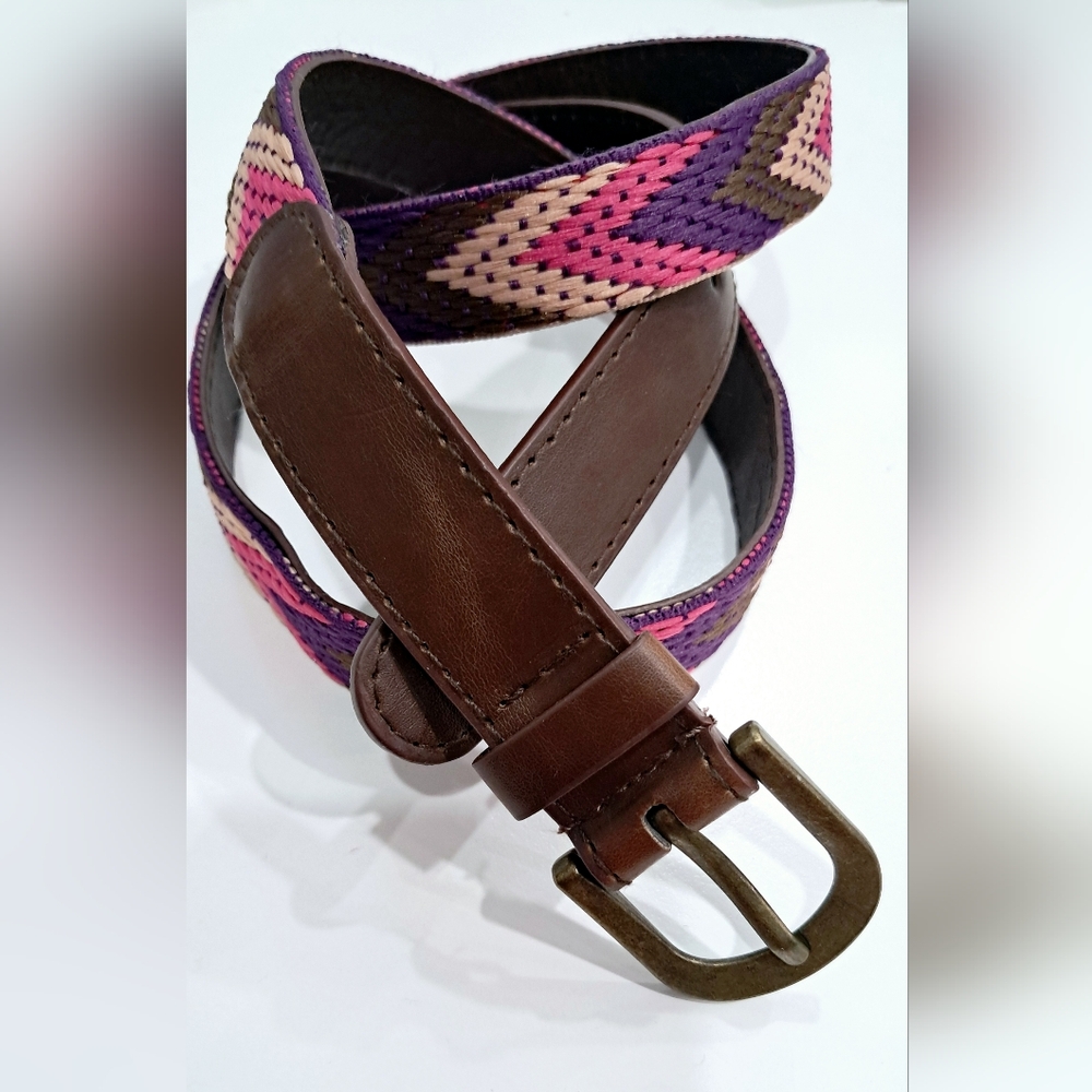 Forever 21 skinny geometric designs colorful belt with brushed buckle size ML